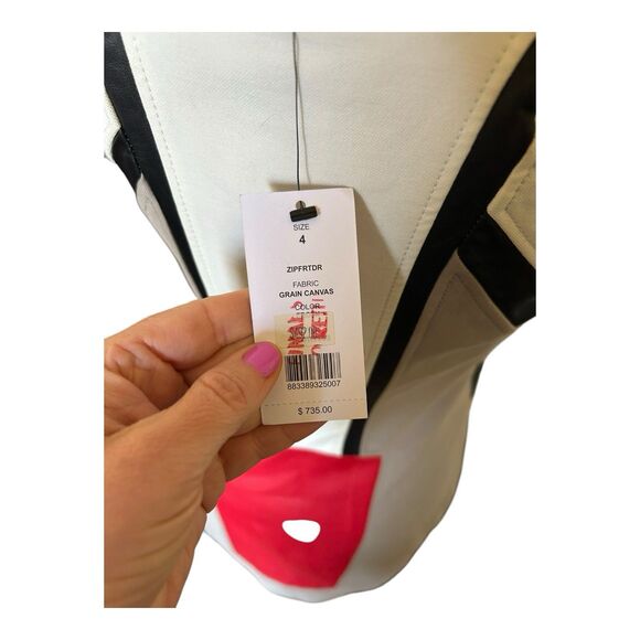 Helmet Lang Women’s Colorblock Sheath Dress Canvas Leather NWT Sz 4 RV $795 - Picture 7 of 8